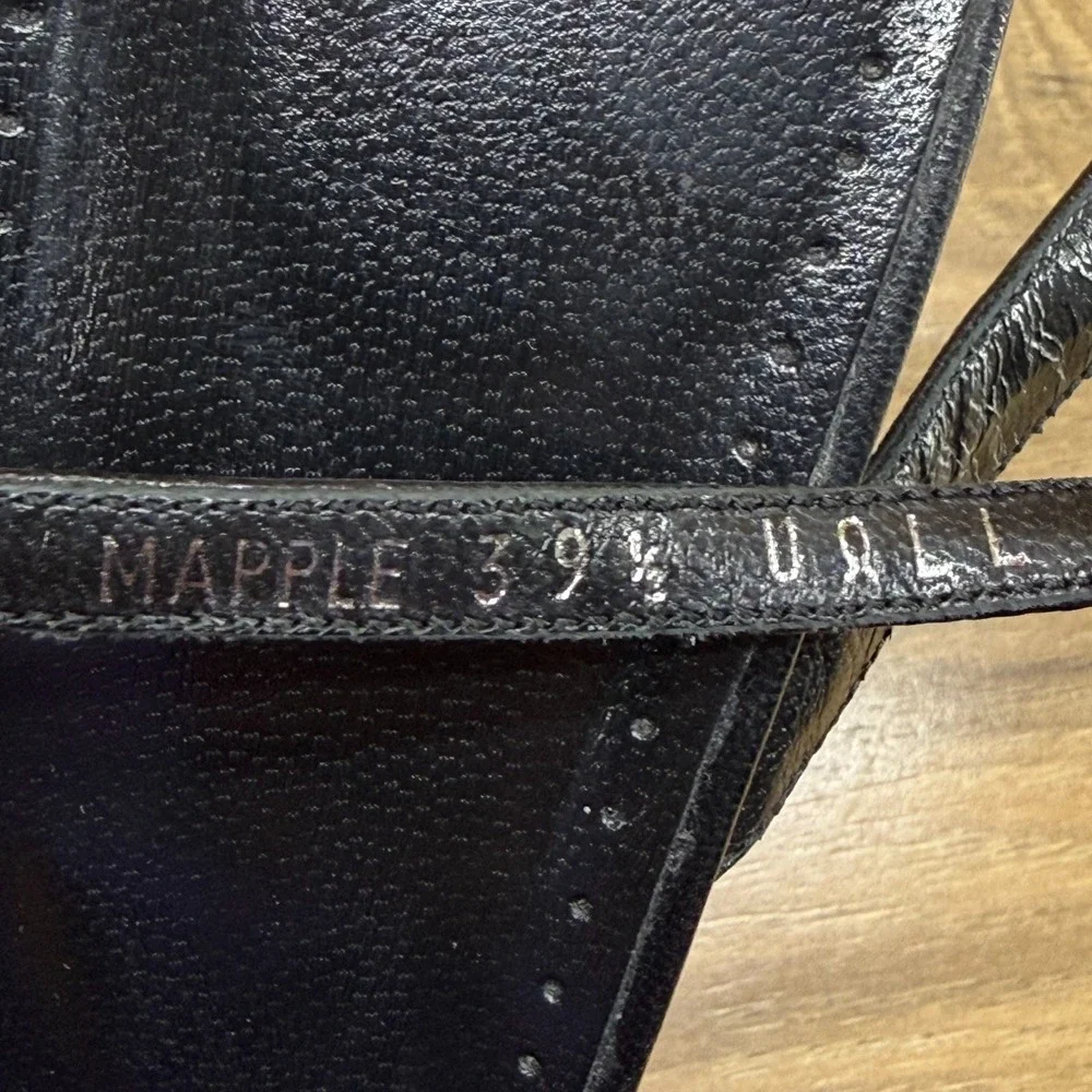 Bally Mapple Wedge Heel 9.5 EU 39.5 Black Leather Ankle Strap Platform Chunky